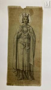 PETIT Savinien Fr. Charles 1815-1878,Saint Louis en pied portant la couronne du C,Millon & Associés 2024-02-08
