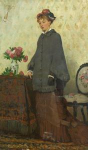 PETIT WERRY Georges 1845-1881,Portrait d'élégante au chapeau rose,Aguttes FR 2011-06-21