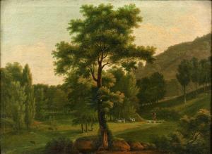 PETITBOIS Agathon 1816,Berger et son troupeau dans un paysage classique,Piasa FR 2012-12-12