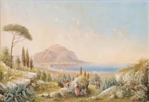 PETITEAU Edmond 1800-1800,veduta di Palermo con personaggi,Trionfante IT 2015-06-18