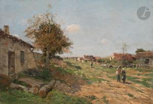 PETITJEAN Edmond Marie 1844-1925,Village animé,Ader FR 2023-10-27