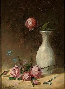 petourneau edouard 1800-1900,Freshly cut roses on a table,1879,Christie's GB 2009-10-06