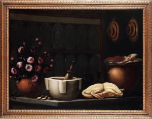 PETRAZZI Astolfo 1579-1665,Interno di cucina con mortaio, pollame e vaso di f,Cambi IT 2023-06-27