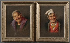PETROCELLI Arturo 1856-1926,Pair of Portrait Heads of Peasants: Grandmother,Skinner US 2012-03-31