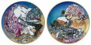 PETROCHENKOV YURIY 1942,Two porcelain plates,1989,Shapiro Auctions US 2015-02-28
