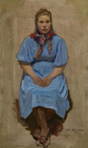 Petrovich Kugach Yuri 1917-2013,Woman in Blue,1948,MacDougall's GB 2016-11-30