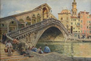 PETROVITS Ladislaus Eugen,Veduta del Ponte di Rialto,1901,Galleria Pananti Casa d'Aste 2024-02-16