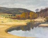 PETTIGREW Stanley 1927-2022,A quiet river landscape with woodland and mountain,Adams IE 2005-06-28