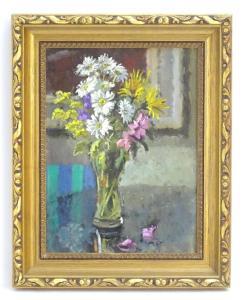 PETTITT Roy 1935,A still life study of flowers in a vase on a table,Claydon Auctioneers 2020-07-01