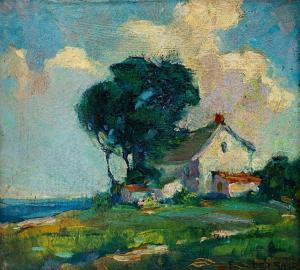 PEYRAUD Frank Charles 1858-1948,LANDSCAPE WITH HOUSE,Amelia Jeffers US 2024-03-07