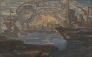 PEYRET Isidore Marie 1880-1962,Shipping scene sketch,Rosebery's GB 2021-01-27