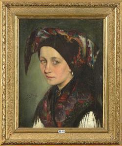PEYRO URREA Juan 1847-1924,Portrait d\’une jeune fille au foulard noué,VanDerKindere BE 2021-11-02