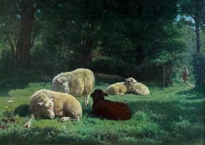 PEYROL BONHEUR Juliette 1839-1891,Sheep in landscape,Matsa IL 2023-08-15