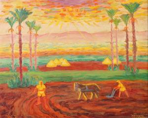 PEYSACK Arye Leo 1894-1972,PLOWING THE FIELDS AT SUNSET,Sloans & Kenyon US 2014-04-12