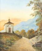 PEYTREQUIN René 1896-1954,Chapelle de montagne avec cortège de nonnes,Dogny Auction CH 2015-10-06