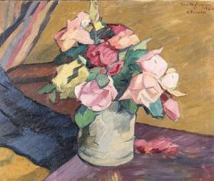 PEYTREQUIN René 1896-1954,Nature morte aux roses,1920,Dogny Auction CH 2015-06-09