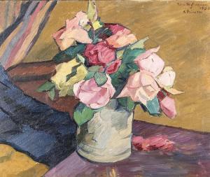 PEYTREQUIN René 1896-1954,Nature morte aux roses,1920,Dogny Auction CH 2016-06-14