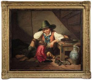 PEZENBURG E 1800-1800,A young juggler with his small monkey having meal,Nagel DE 2008-06-25