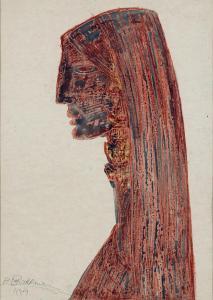 PEZESHKNIA Houshang 1917-1972,Red Profile,1970,Sotheby's GB 2021-10-26