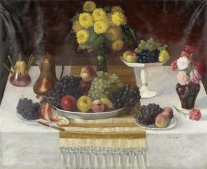 PEZZEY Hans 1871,Still life with fruit and flowers,1919,Galerie Koller CH 2009-12-01