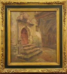 PFAU Konrad 1885-1954,Hauseingang mit Laterne Wohl,1910,Scheublein Art & Auktionen DE 2023-05-12