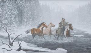 PFEIFFER Jacob 1936,Indian with Horses,Jackson Hole US 2022-02-18