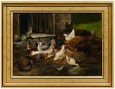 PFEIFFER SCHENK Marie 1891,chickens and ducks in a farmyard,1891,Brunk Auctions US 2009-01-03
