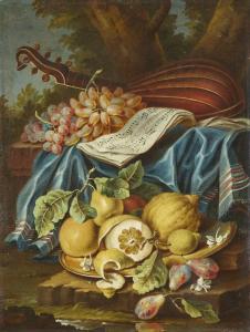 PFEILER Maximilian 1660-1720,Natura morta con vassoio di agrumi, pere e ,Capitolium Art Casa d'Aste 2022-12-13