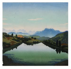 PFERSCHY Karl 1888-1930,Mountain Lake,Brunk Auctions US 2013-09-21