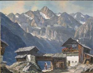 PFUND Alois 1876-1946,Gebirgslandschaft, Berghof im Pitztal,Georg Rehm DE 2021-05-06