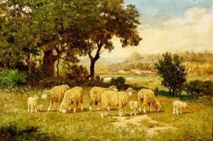 PHELAN Charles T. 1840-1917,Sheep Grazing in a Pasture,Weschler's US 2019-12-13
