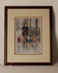 PHILIPPE Raoul 1900-1900,Print of Man Walking Greyhounds,Harlowe-Powell US 2009-10-17
