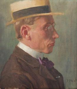 PHILIPPI Peter 1866-1958,Portrait eines Mannes mit Strohhut,Von Zengen DE 2016-12-02
