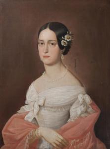 PHILIPPOT Carl Ludwig,Portrait of a Young Lady in a White Dress,1847,Palais Dorotheum 2015-05-23