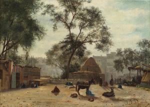 PHILIPPOTEAUX Paul Dominique 1846-1923,Market scene at Choubra, Cairo,1883,Bonhams GB 2023-10-25