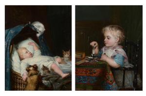 PHILIPS Frank Albert 1849-1913,A small child playing with a box of dominoes,1894,Anderson & Garland 2019-12-04