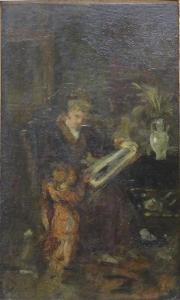 PHILIPS Hermann August 1844-1927,Großmutter und Enkel blättern in einem Buch,Georg Rehm 2021-03-04
