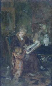 PHILIPS Hermann August,Großmutter und Enkel blättern in einem Buch,1870,Georg Rehm 2021-12-09