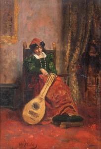 PHILIPS Hermann August 1844-1927,SEATED WOMAN WITH LUTE,Potomack US 2022-01-27