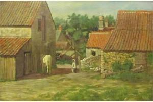 PHILLIPS A.W 1800,Farmyard with Young Girl and White Horse,Keys GB 2015-12-11