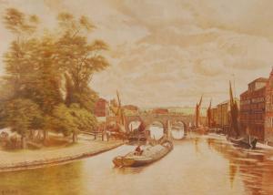 PHILLIPS F.A 1869-1877,Barges on the canal at Maidstone,1895,Burstow and Hewett GB 2008-06-25