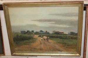 PHILLIPS Helen Elizabeth,figure driving cattle down a country track, distan,Henry Adams 2018-10-10
