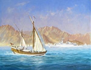 PHILLIPS Rex 1931,Dhow and Frigate off Muscat,1985,Woolley & Wallis GB 2014-12-10