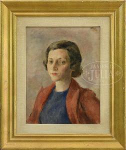 PHILLIPS Robert J 1946,PORTRAIT OF A WOMAN WITH RED COAT,James D. Julia US 2017-08-16