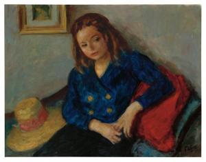 PHILLIPS Robert,Seated Girl with Hat.,Swann Galleries US 2009-06-04