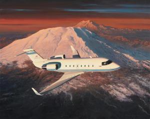 PHILLIPS William S 1945,Untitled [Gulfstream aircraft flying over mountain,1993,Bonhams 2021-01-26