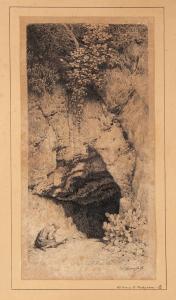 PIANCASTELLI Giovanni 1845-1926,Grotta con figura di eremita,Casa d'Aste Arcadia IT 2023-10-26