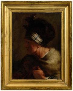 PIAZZETTA Giovanni Battista 1682-1754,portrait of a man wearing a fur and fabric hat,Brunk Auctions 2009-09-12