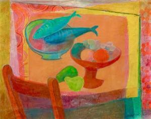 PICARD Biddy 1922-2019,Dinner Table with Fruit and Fish,David Lay GB 2023-06-15