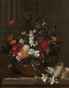 PICART Jean Michel 1600-1682,Bouquet de fleurs sur un entablement,Pierre Bergé & Associés 2019-12-11